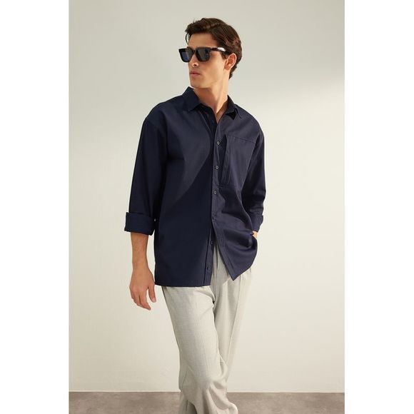Camicia Uomo Trendyol Regular Basic – Colletto Classico, Maniche Lunghe, Cotone E Poliestere, Vestibilità Regolare, Colore Kaki